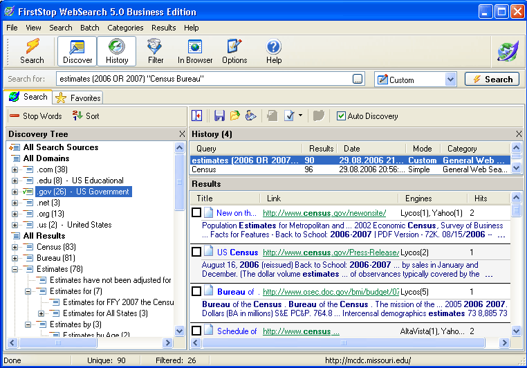 FirstStop WebSearch Business Edition Screenshot